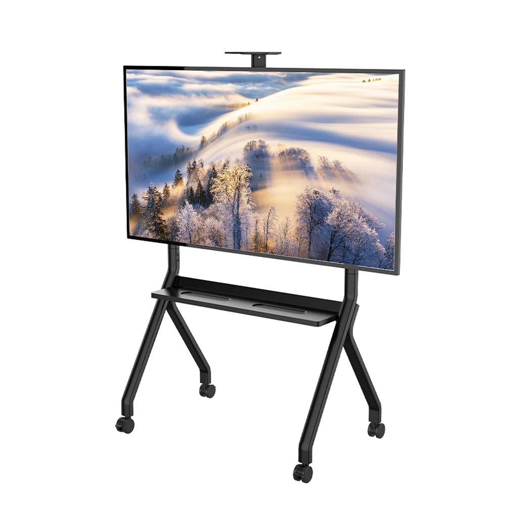Black Popular Mobile TV Trolley for 55-100 Inch Floor TV Cart Heavy-Duty Holds up to 120kgs