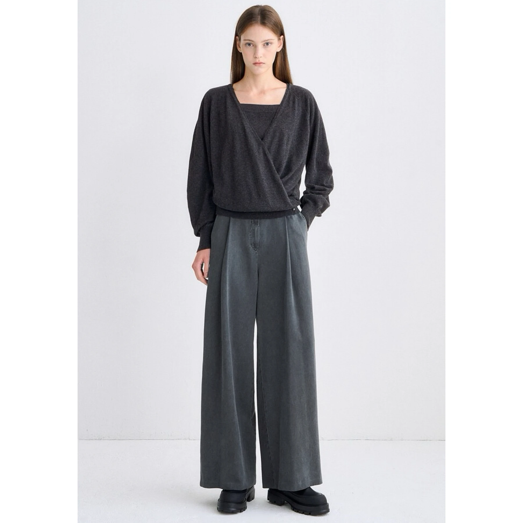 

TIM25 Осенний вязаный шерстяной свитер с лимонным сыром, простой модный универсальный утягивающий двусторонний свитер для женщин