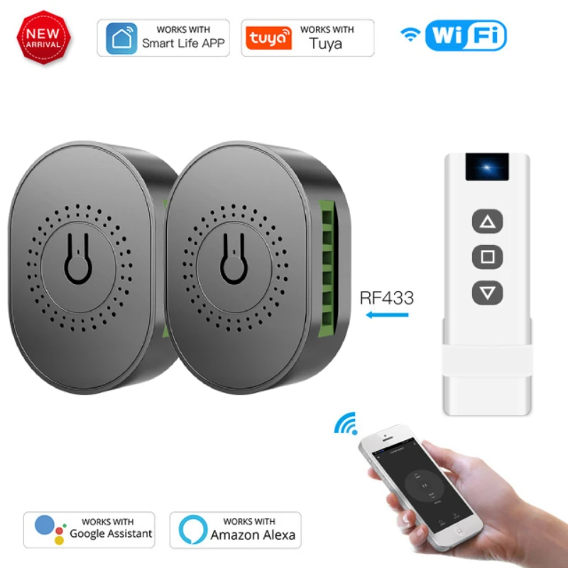 Módulo de cortina Wifi inteligente Tuya RF433, interruptor ciego para persiana enrollable, Motor eléctrico, Control por voz, funciona con Alexa y