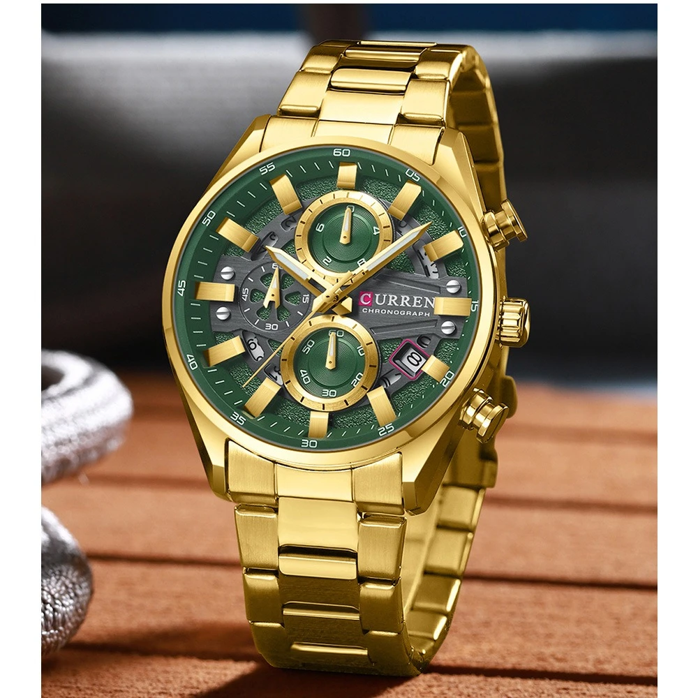 CURREN 8495 New Men's Business Multifunctional Steel Belt Watch Waterproof Calendar Fashion Watches for Men Gift Reloj Hombre