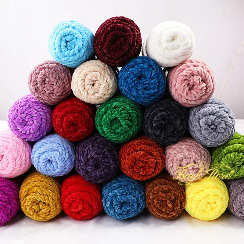 1pc 200g Chenille Yarn Polyester Blended Yarn for Hand Knitting Soft Sweater Scarf Crochet Yarn Doll Sweater Bag Blanket Slipper