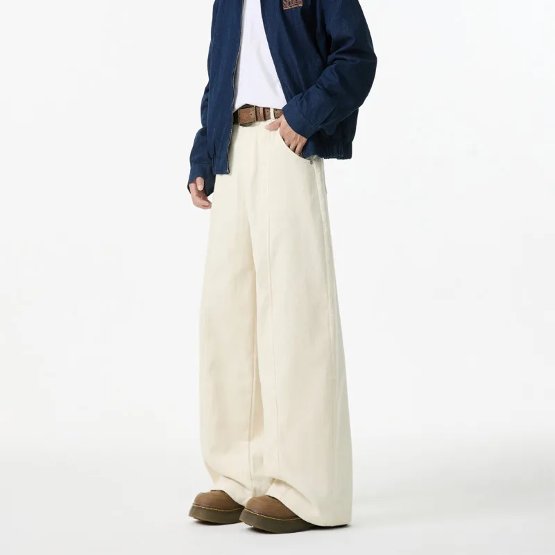 Spring Corduroy Pants Men Oversized Straight Beige Casual Pants Men Streetwear Loose Wide Leg Pants Mens Vintage Trousers M-3XL