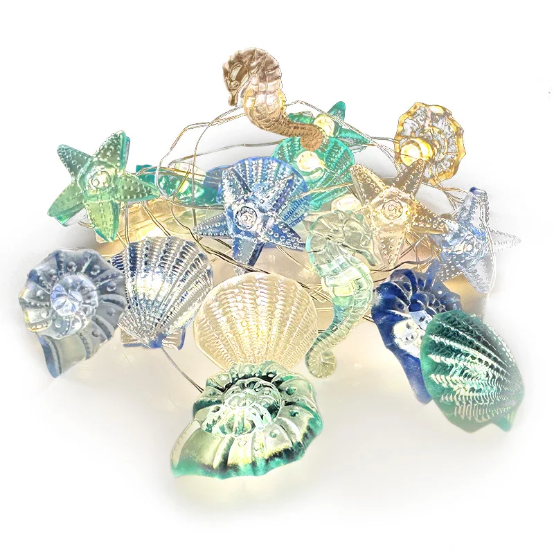 

2M 20LED Ocean Theme String Light Seashell Starfish Fairy Light Garland Kids Mermaid Birthday Party Favors Under the sea Decor