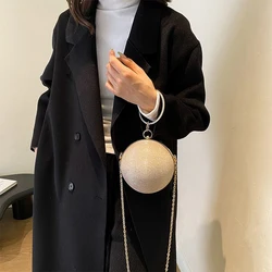 Circular Ring Portable Evening Bags Metal Sliver Round Ball Handbags For Lipstick Elegant Luxury Clutch Purse Wedding Wallets