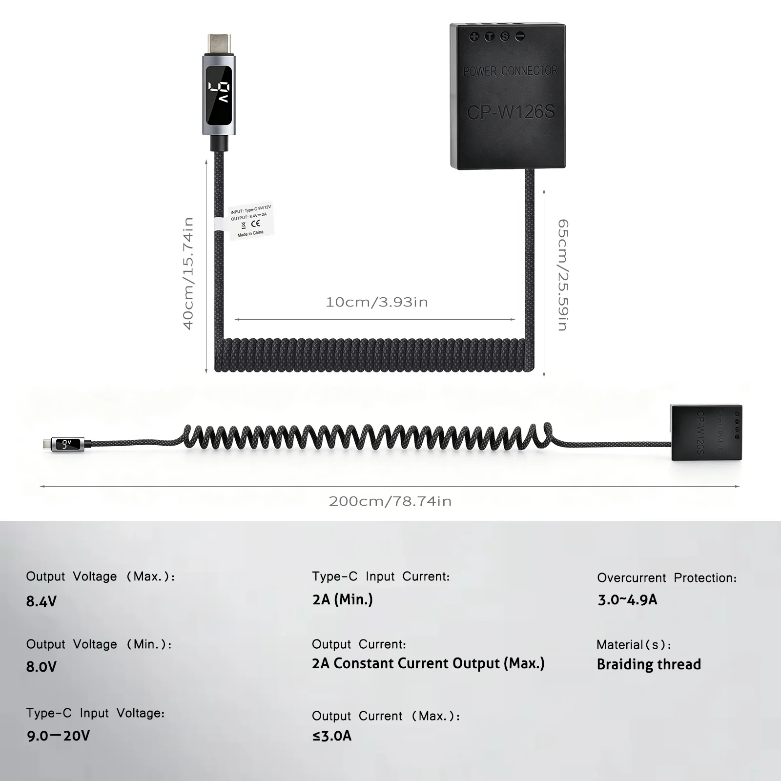 1Pcs PD USB-C Adapter NP-W126 W126S NP-W126S Dummy Battery Power Adapter For Fujifilm X-T3 XT2 XT30 XS10 XT200 XT100 X-Pro2