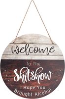 1PC Welcome Sign for Front Door Welcome to The Shitshow Retro Wooden Flat for Party Decoration Outdoor Saddle Brown 11.8x11.8in