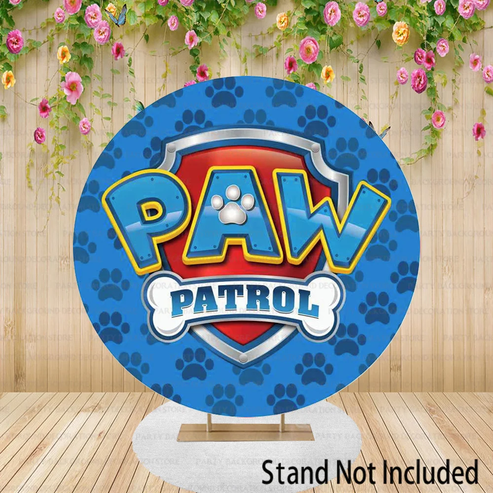 Ryder Chase Dog Paw Patrol Sign Round Skye Boys Girls Birthday Party Backdrop Backdrop Everest Baby Shower Background Banner