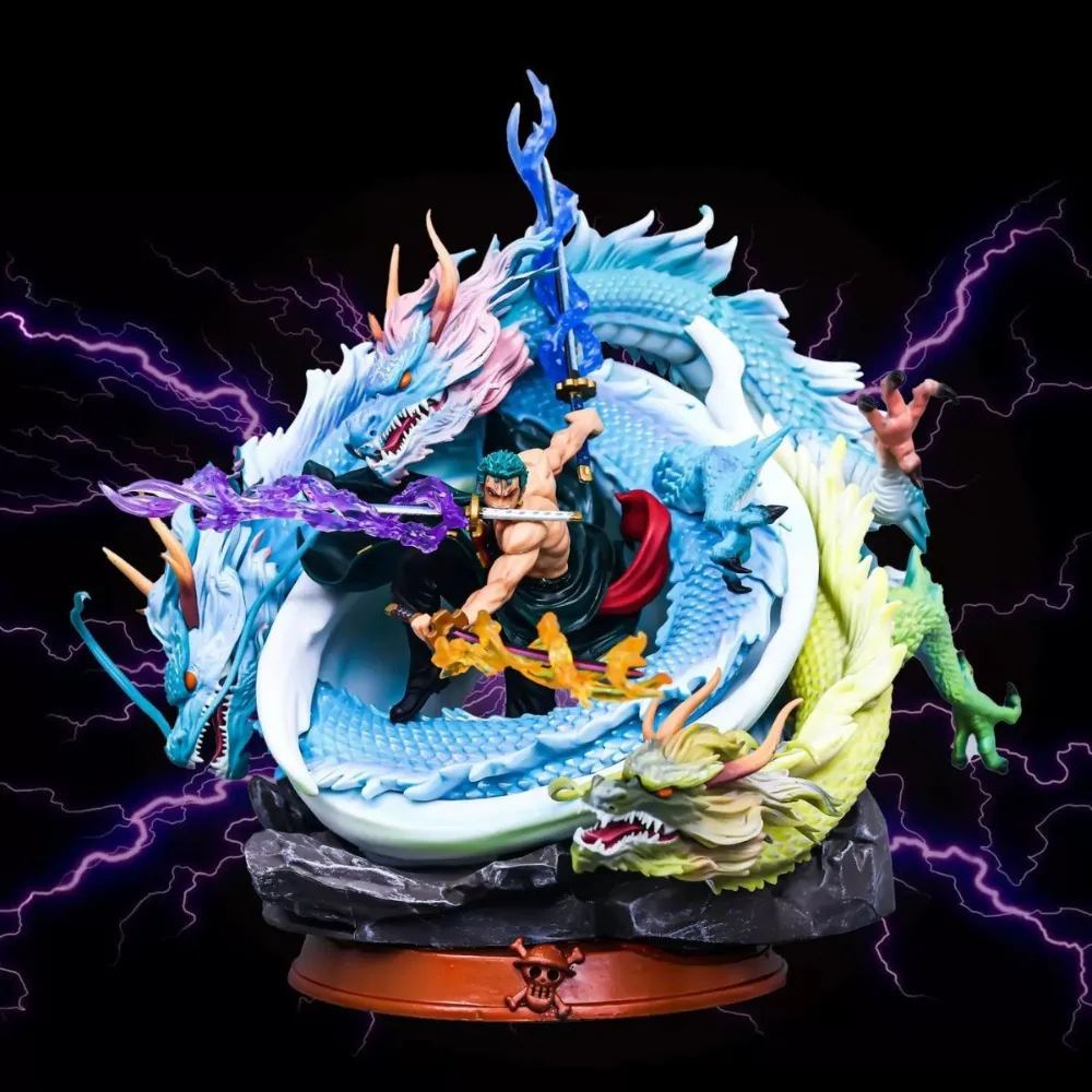 

One Piece Three Headed Dragon Zoro GK Action Figure 35cm PVC Static Statue Tornado Model Collectible Gift Decor Anime Display