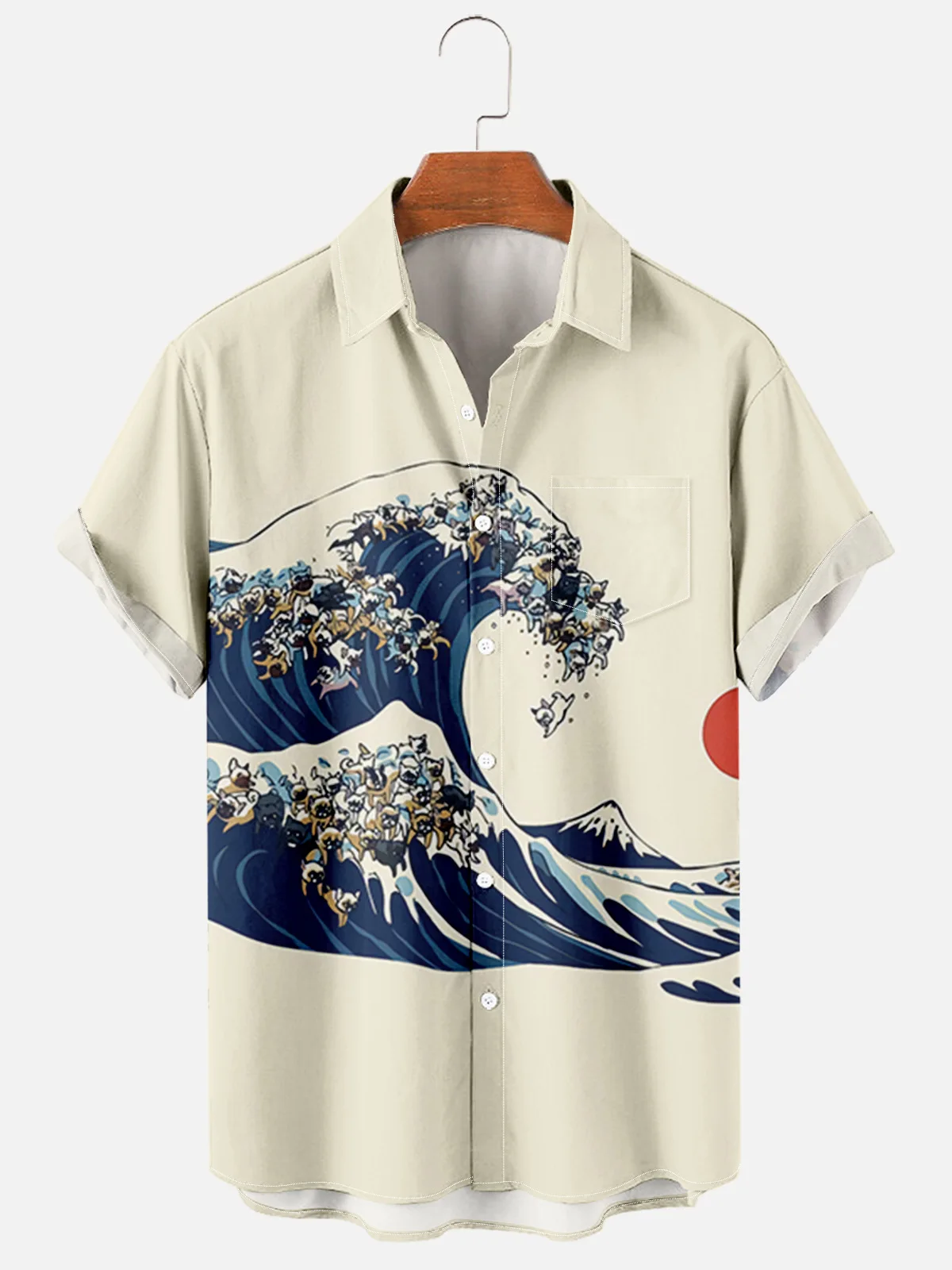 

Faion Printed ort Sve irt Turn-down Collar Youthful ular Spring Summer Lightweight Loose Fit Casual irt