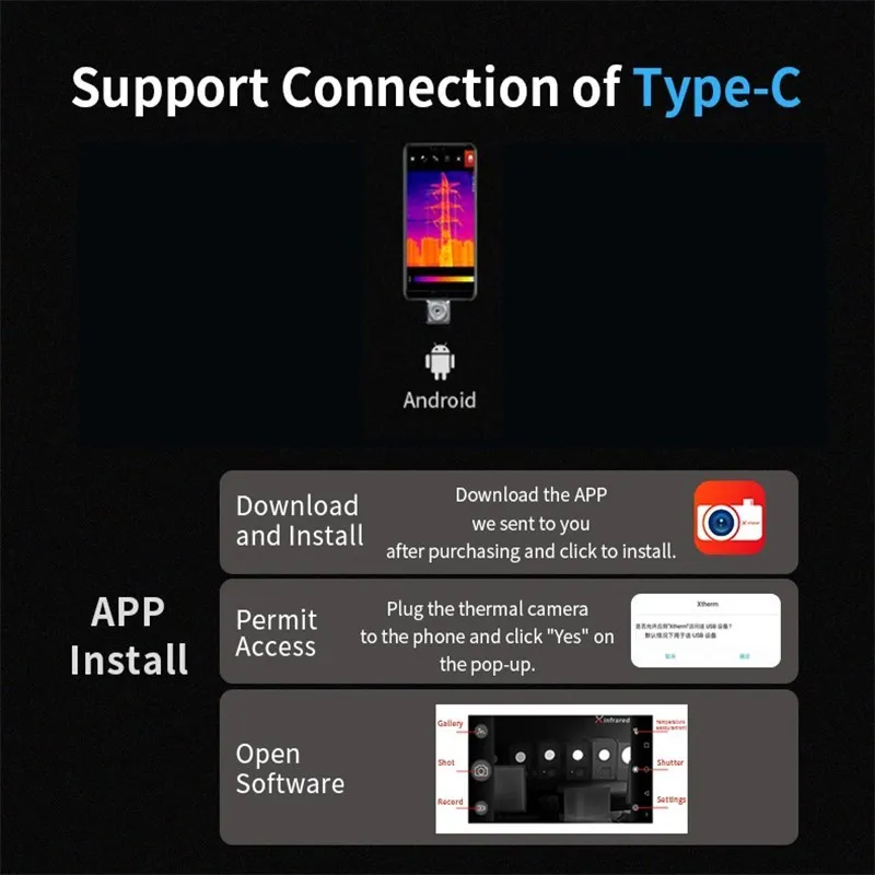 InfiRay T3S T3PRO Infrared Thermal Camera Mobile Phone PCB Circuit Floor Heat Detection Night Vision Thermal Imager for Android