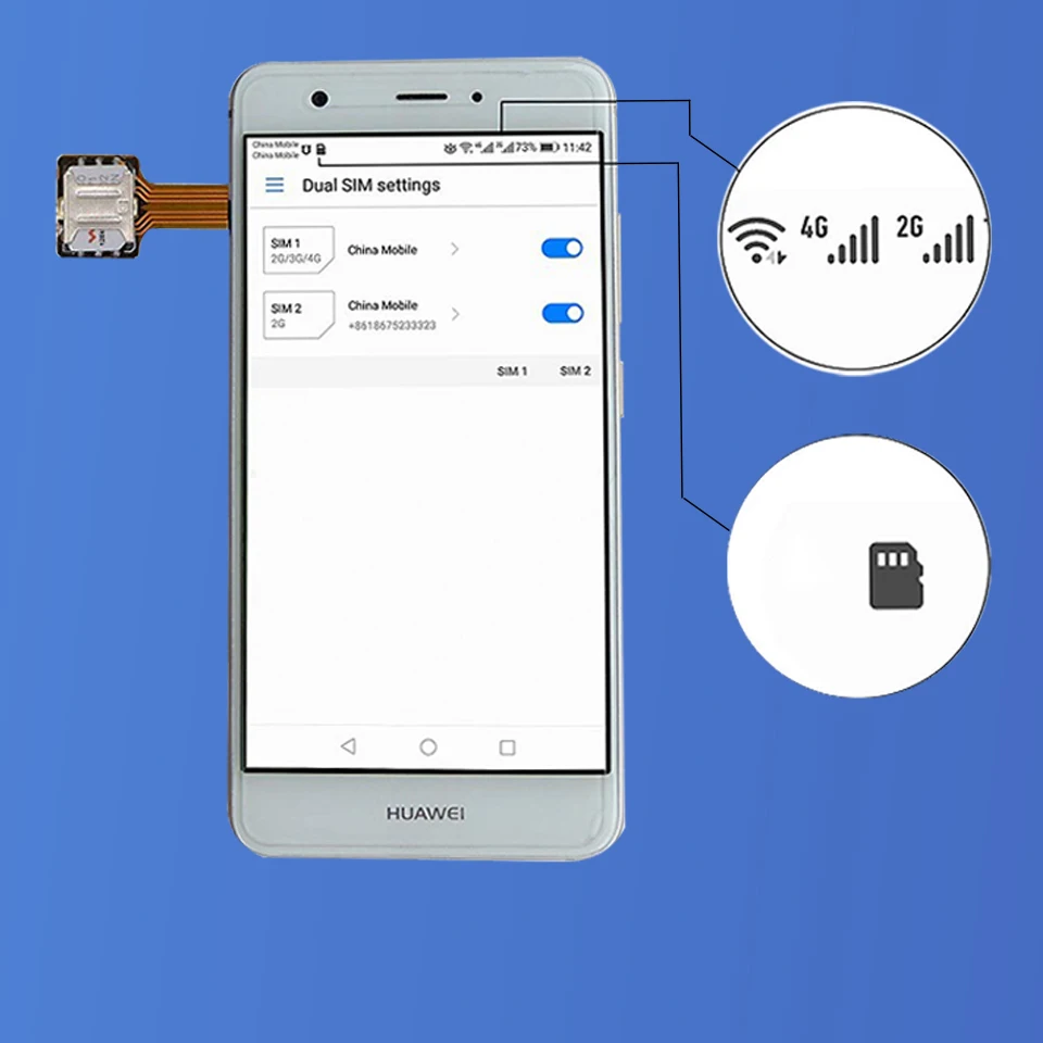 Universal DIY Android Phone TF Dual SIM Card Adapter Nano Cato Hybrid Sim Slot For Micro SD Extender