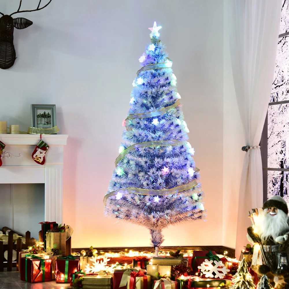 5ft Fir Artificial Christmas Tree Multi-Color LED Lights,Collapsible Metal Bracket Indoor Office Home Party Holiday Decorations