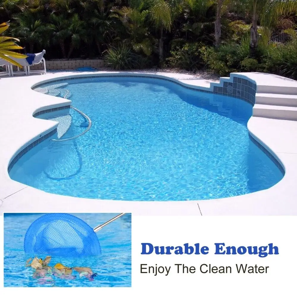 2023 New Telescopic Swimming Pool Net Rake Clear Cleaner Scoop Leaf Stainless Steel Skimmer Mesh Frame Kids Outdoor Fish Nett