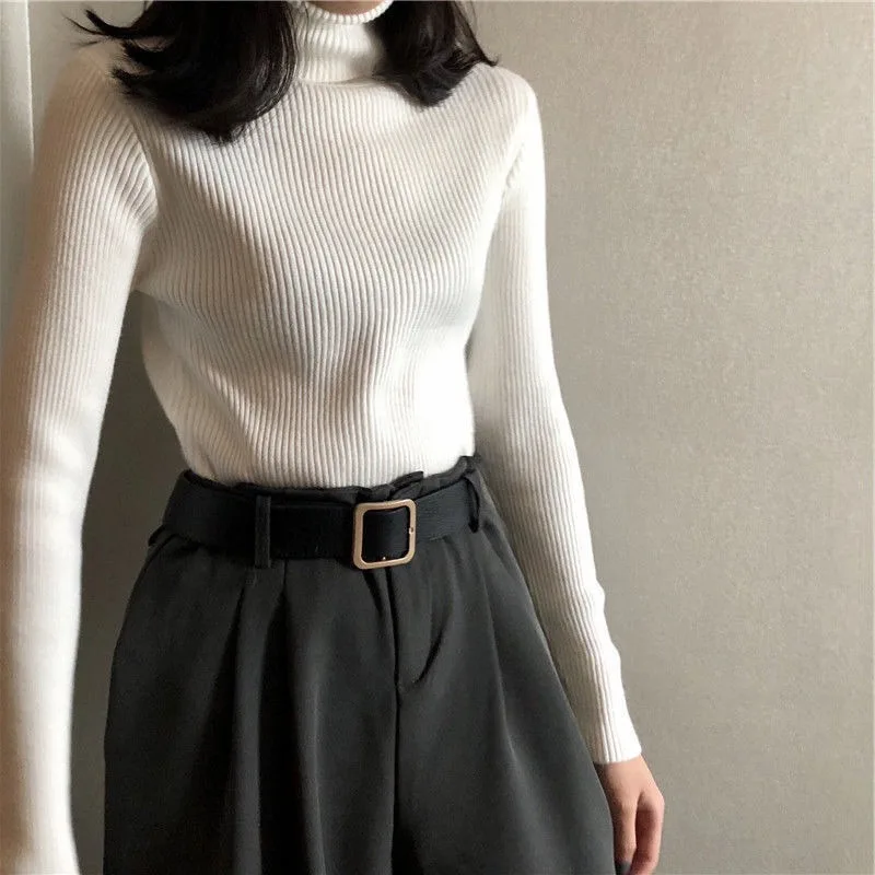 

2025 Women Fall Turtleneck Sweater Knitted Soft Pullovers Cashmere Jumpers Basic Soft Sweaters Female Basic Blouse New