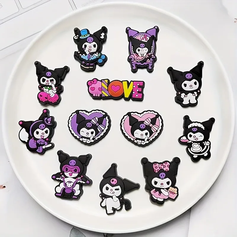 20pcs/set Funny Sanrio Series Kuromi Shoe Buckles Cartoon Anime Pattern DIY Detachable Hole Shoes Decorate Accessories