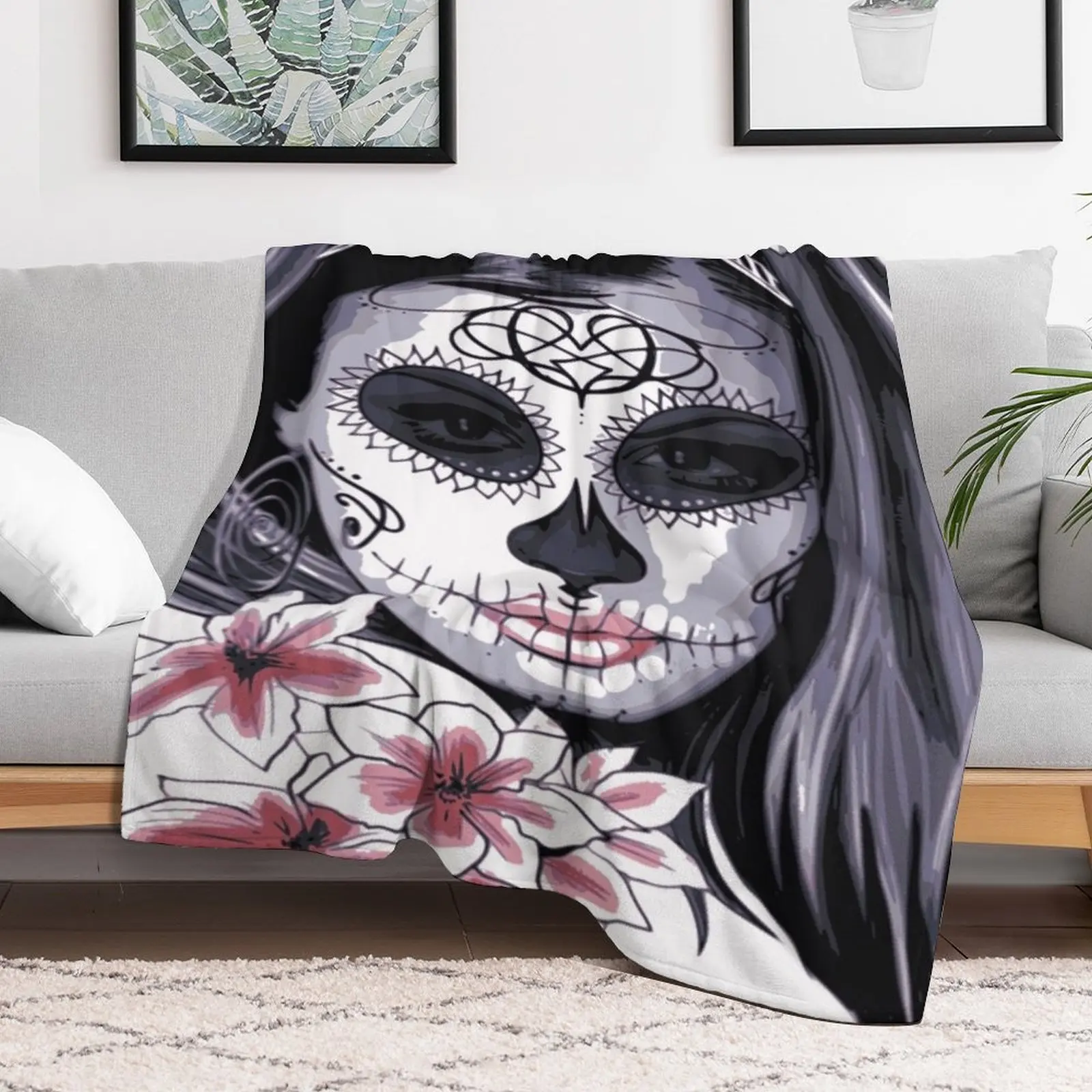 day of the dead Skull (dia de los muertos calavera) Throw Blanket Furry For Baby Sofa Blankets