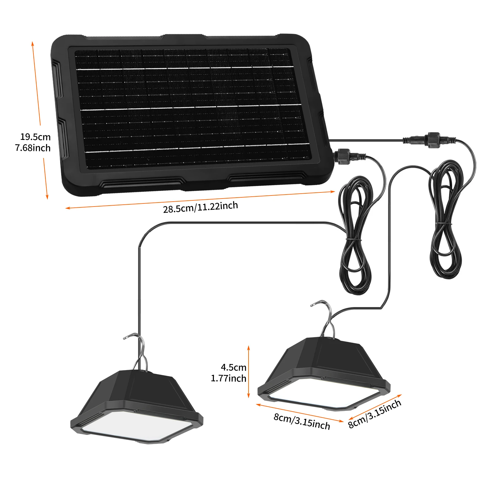 2Head Solar Pendant Light Outdoor Waterproof LED Lamp 6000mah Chandelier Decorations With USB Charging for Indoor Shed Barn Room