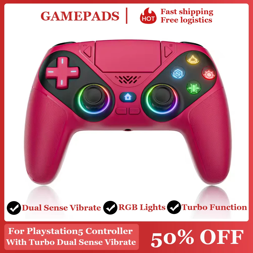 Controlador de juegos inalámbrico compatible con Ps5/Ps5 Pro/Pc con Joystick Hall, mando de doble vibración, programación Turbo