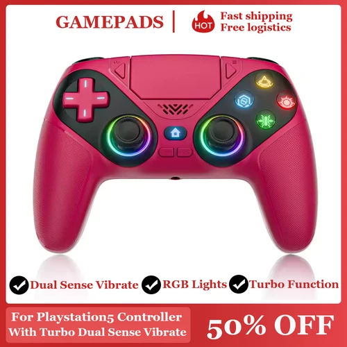 Controlador de juegos inalámbrico compatible con Ps5/Ps5 Pro/Pc con Joystick Hall, mando de doble vibración, programación Turbo