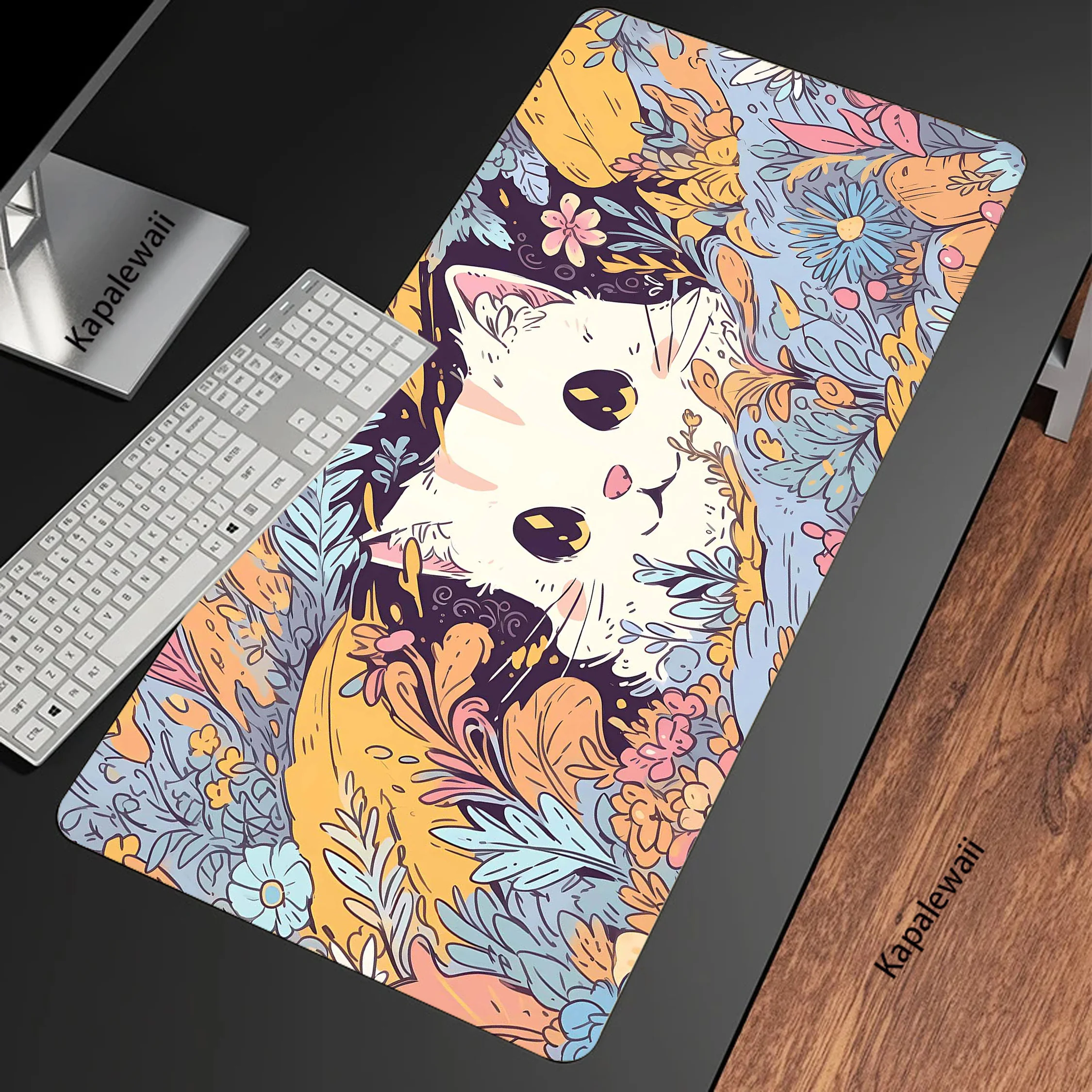 

Kawaii Cat Gaming Mousepad Pc 80x30cm Soft Mouse Pad Mousemat Anti-slip Rubber Pads Locking Edge Desk Mat Notebook Keyboard Pads