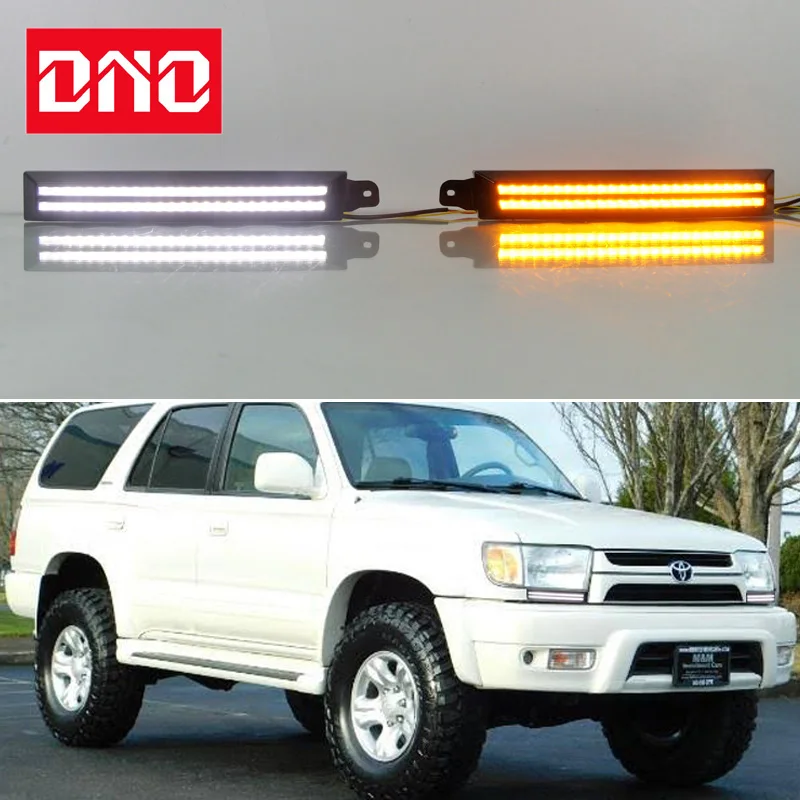 

Car LED DRL 12V Daylights For Toyota 4Runner 1996 - 2002 Yellow Turn Signal Daytime Running Headlamps Auto Driving Lamp Foglamps