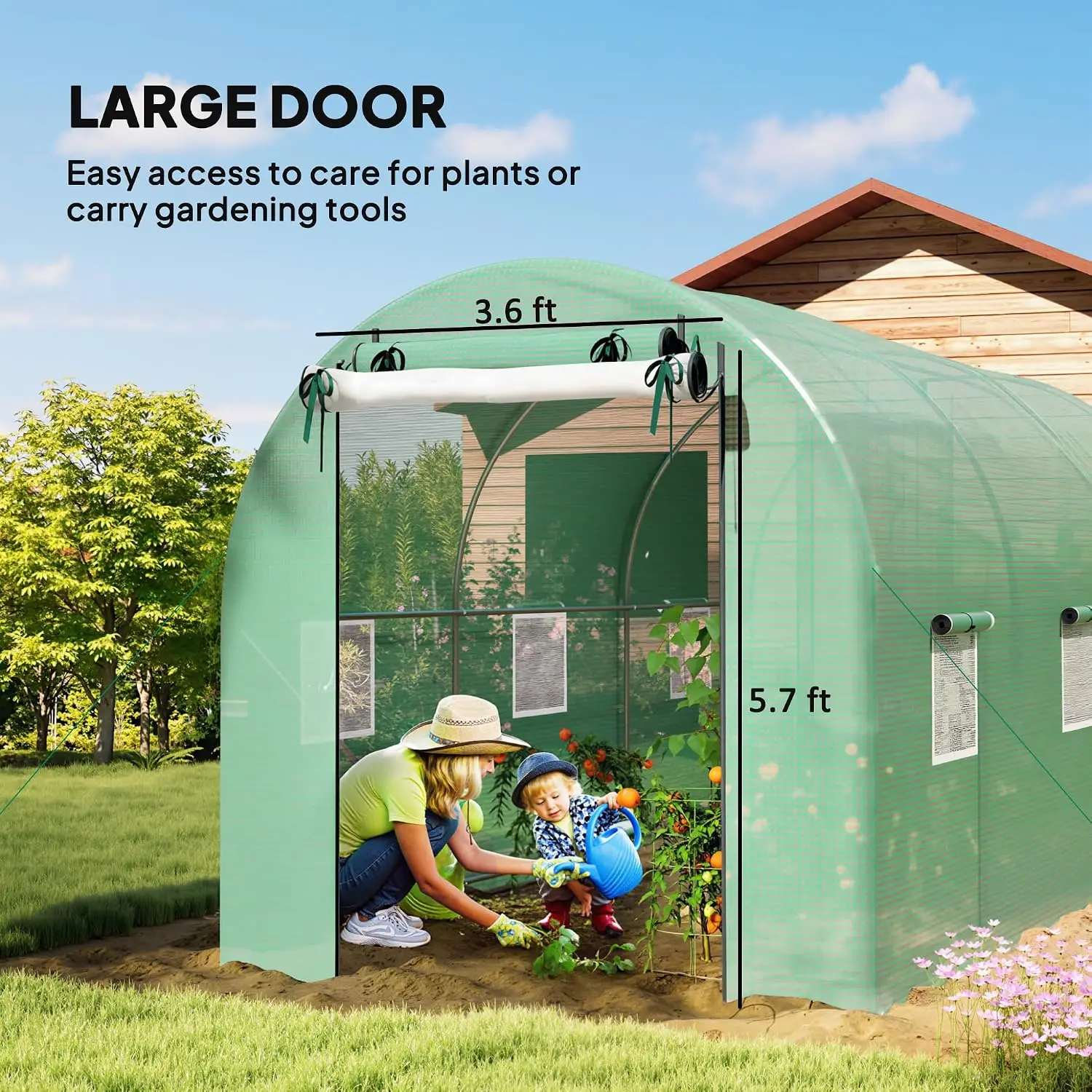 14.6'x6.5'x6.6' Hoop House Greenhouse 2 Support Rods Outdoor Plant Growing, Customized view 6