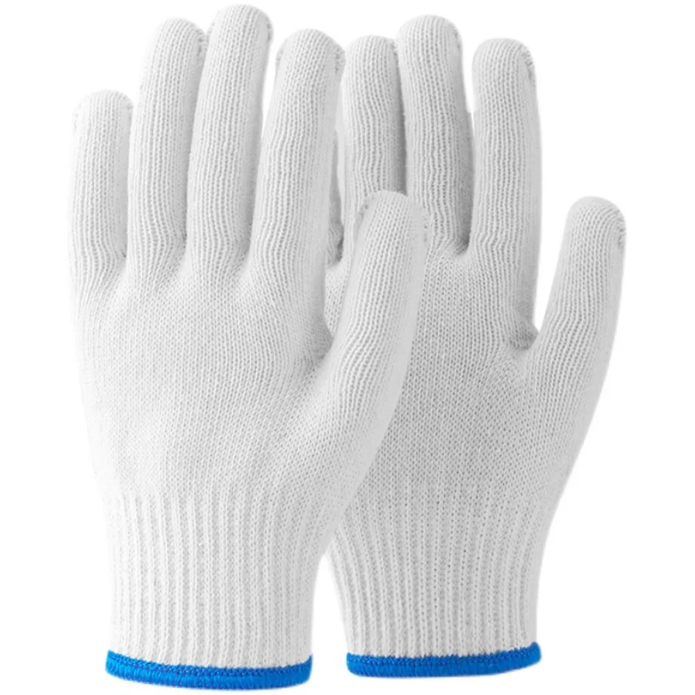 

Cotton thread gloves wear-resistant work non-slip pure cotton thickened white cotton yarn nylon breathable sweat-absorbing