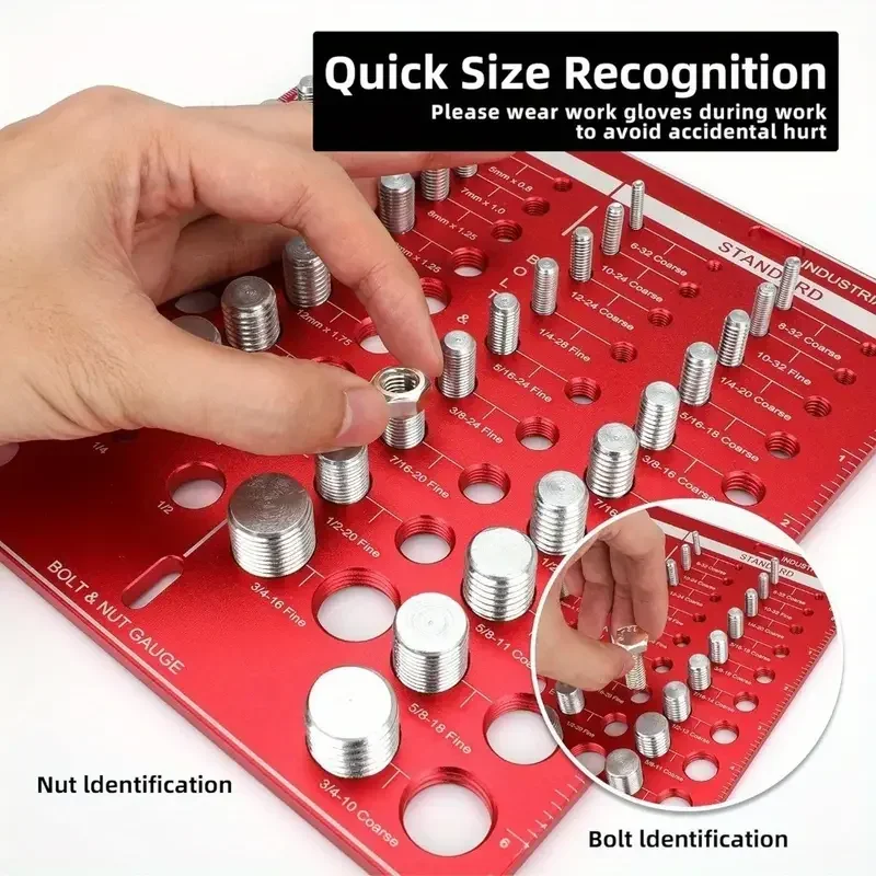 34-Point Nut and Bolt Thread Checker Thread Identifier Gauge Inch and Metric Size Precise Screw Size and Thread Measuring Tools