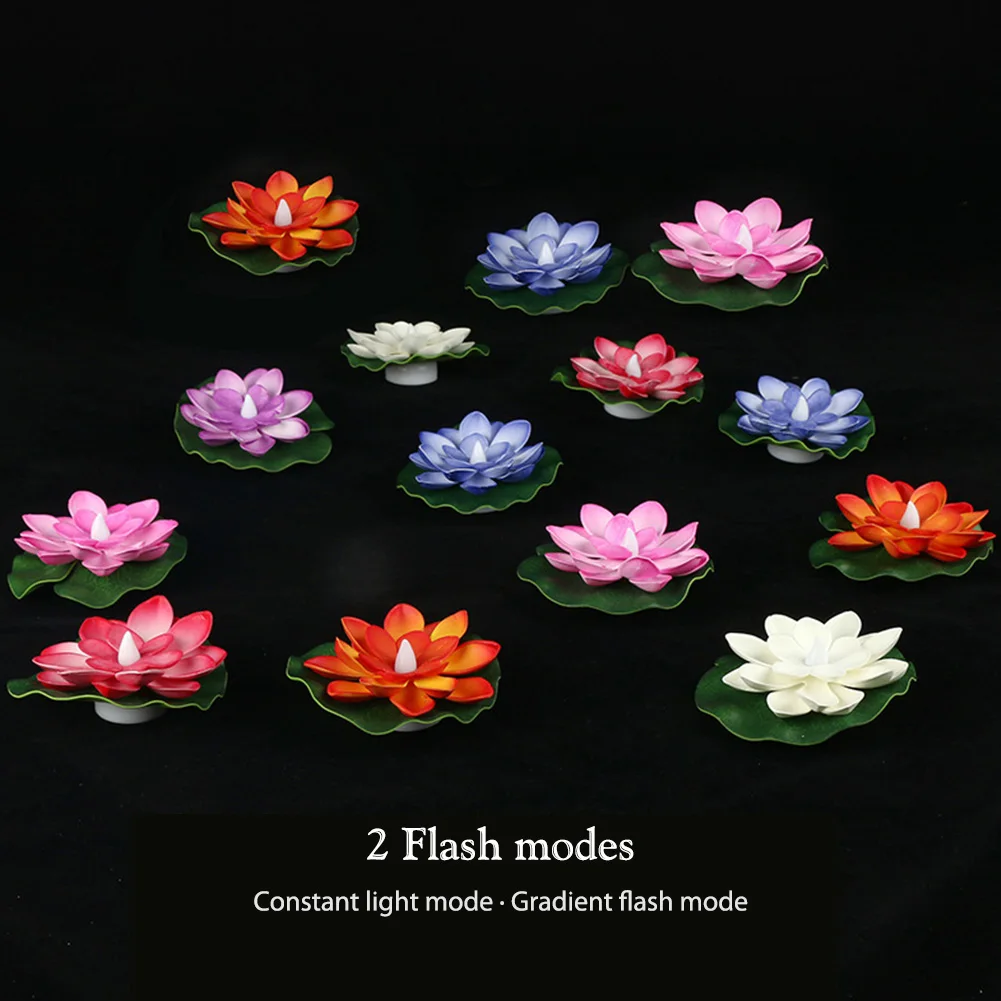 Decorative River Lantern Waterproof Blessing Water Lily Candle Light Electronic LED Colorful Lotus Lantern for Pond River Garden