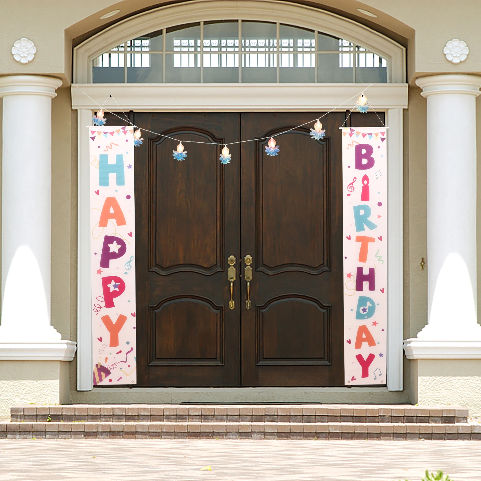

1 Pair Happy Banner Birthday Party Decorations Bright Letter Design Door Curtain For Party Decor Door Banner Happy