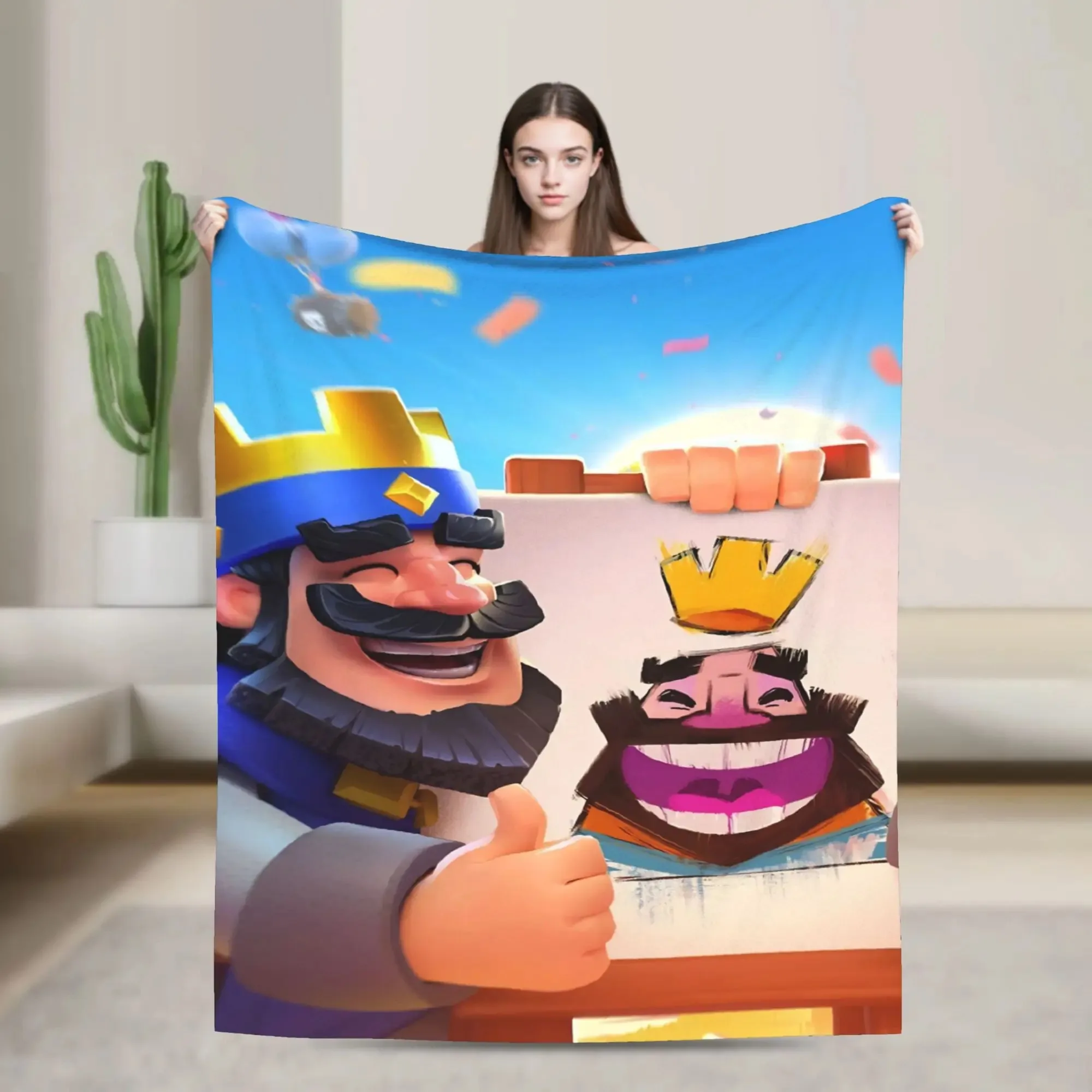 بطانية من الفلانيل بطابع لعبة Clash Royale أريكة منزلية مفرش سرير دافئ فائق النعومة للاستخدام الدائري في عام