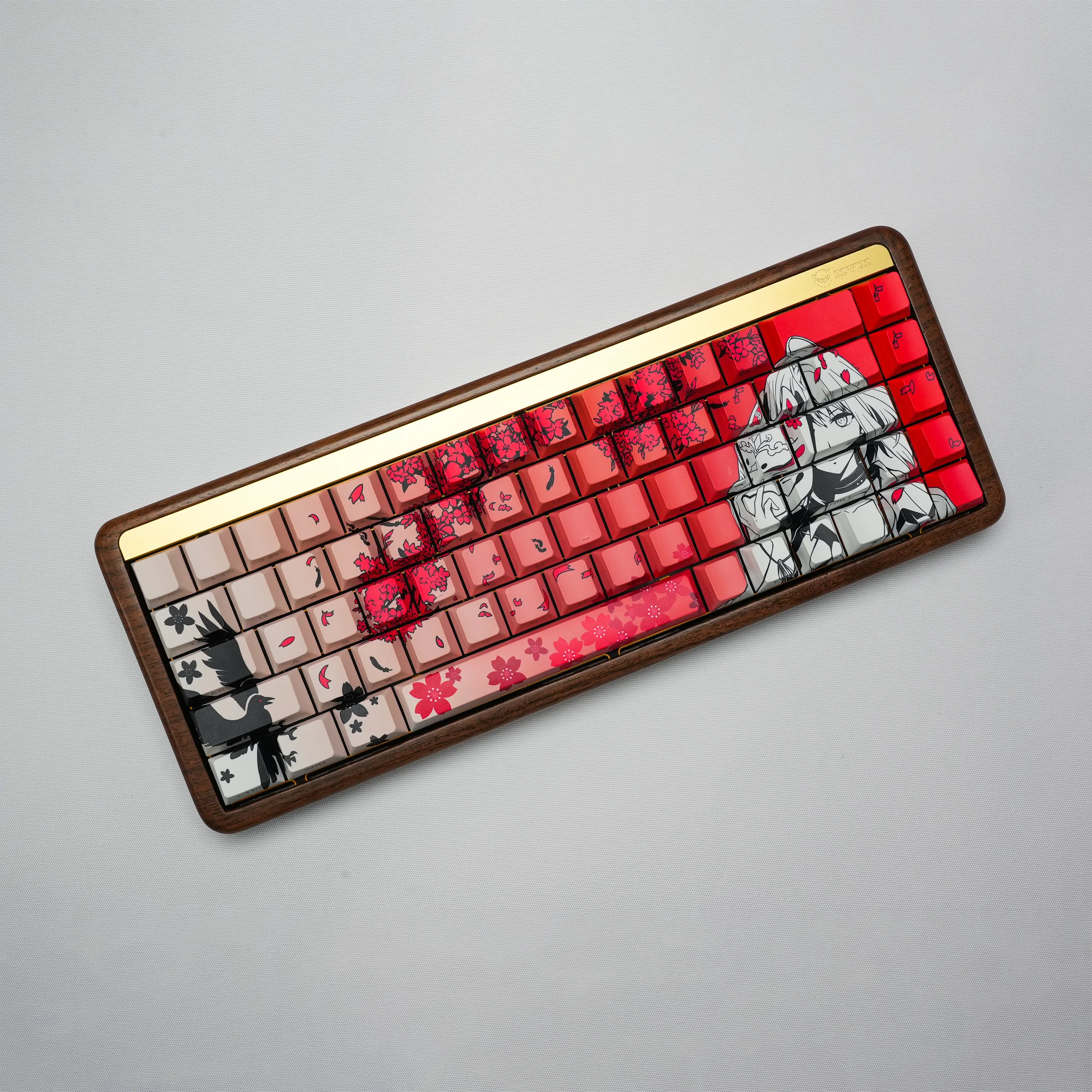 Fox Mask Theme Keycaps Set PBT Side Engraved 132 Keys Reynard Cherry Profile Key Caps Mechanical Keyboard Custom Keycaps Anime