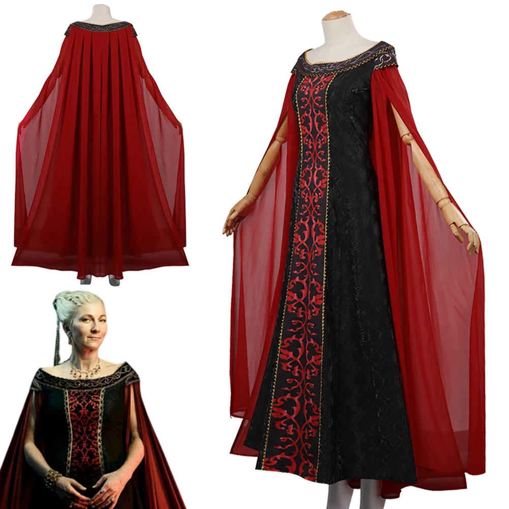 Medieval Princess Rhaenys Cosplay Fantasy Dress TV Dragon One Family Costume Disguise Women Roleplay Fantasia Outfits Female