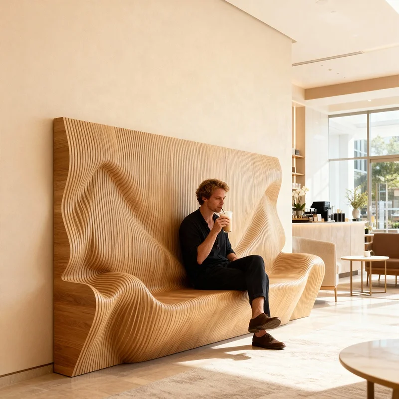 Customized engraving parametric artwork wood wall protection design, suitable for villa hotel art museum reception room sales