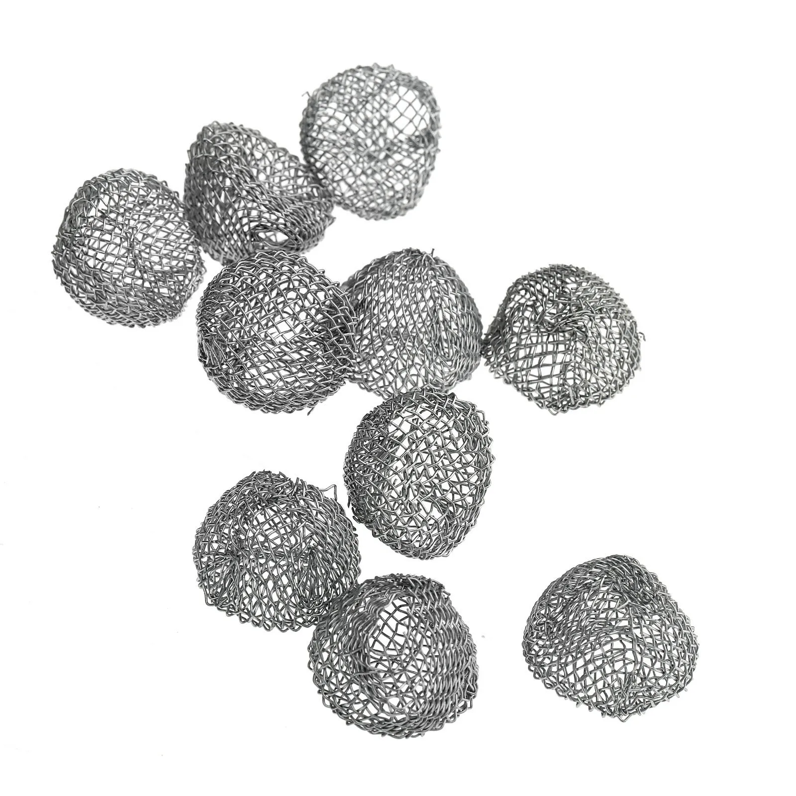 50Pcs 15/16/17/18/19/20mm Tobacco Ball Filter Burn Mesh Ball Hollow Smoke Pipe Metal Promote Combustion Support Net Silver Tool