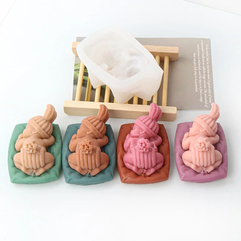 3D Baby Sleeping Shape Silicone Mold Kitchen DIY Fondant Cake Baking Chocolate Mold Handmade Soap Candle Plaster Resin Clay Tool