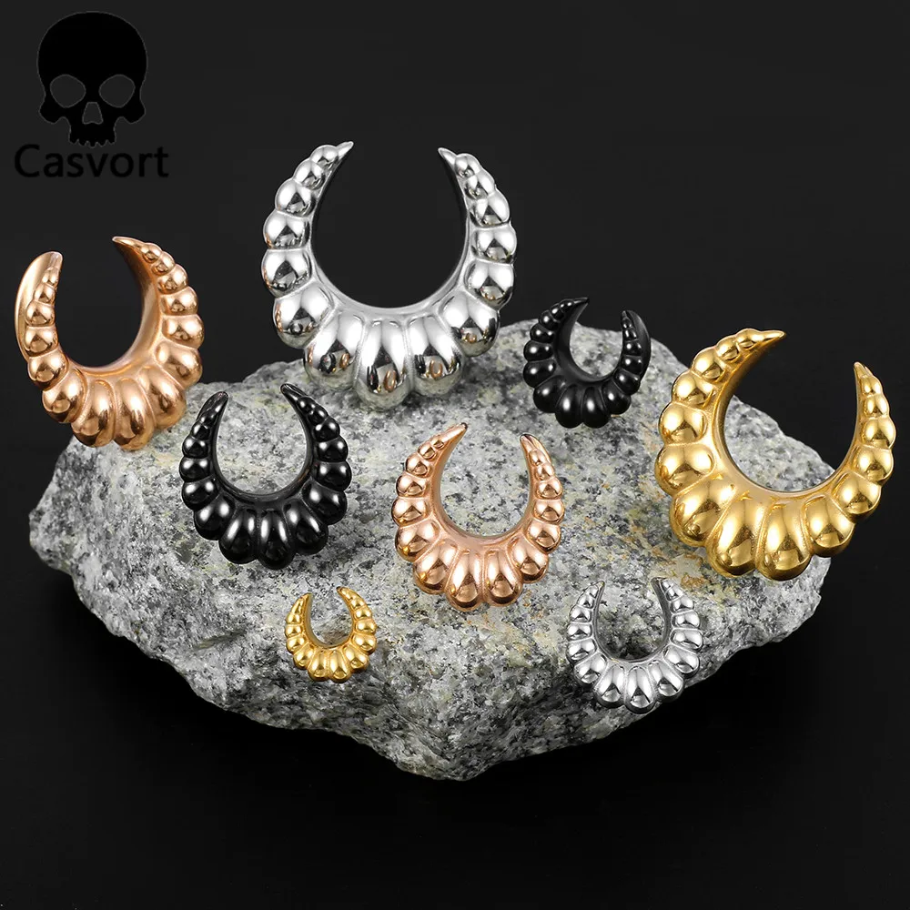Earblity 2PCS Mother of Pearl Ear Saddle Gauges Hypoallergenic Stainless Steel Ear Plugs Tunnels Piercing Body Jewelry