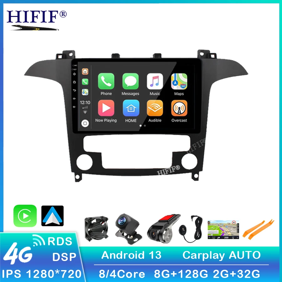 

9 Inch 2 Din Car Multimedia Player Android Wifi GPS Navigation For Ford S-Max S Max 2007-2015 AT Head Unit with Frame Autoradio