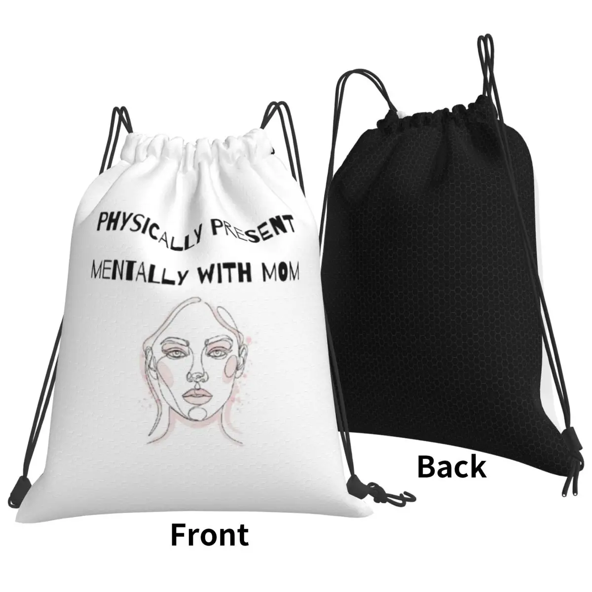 Physical Present Mentally Absent Backpacks Multi-function Drawstring Bags Shoes Bag Book Bags for Man Woman School