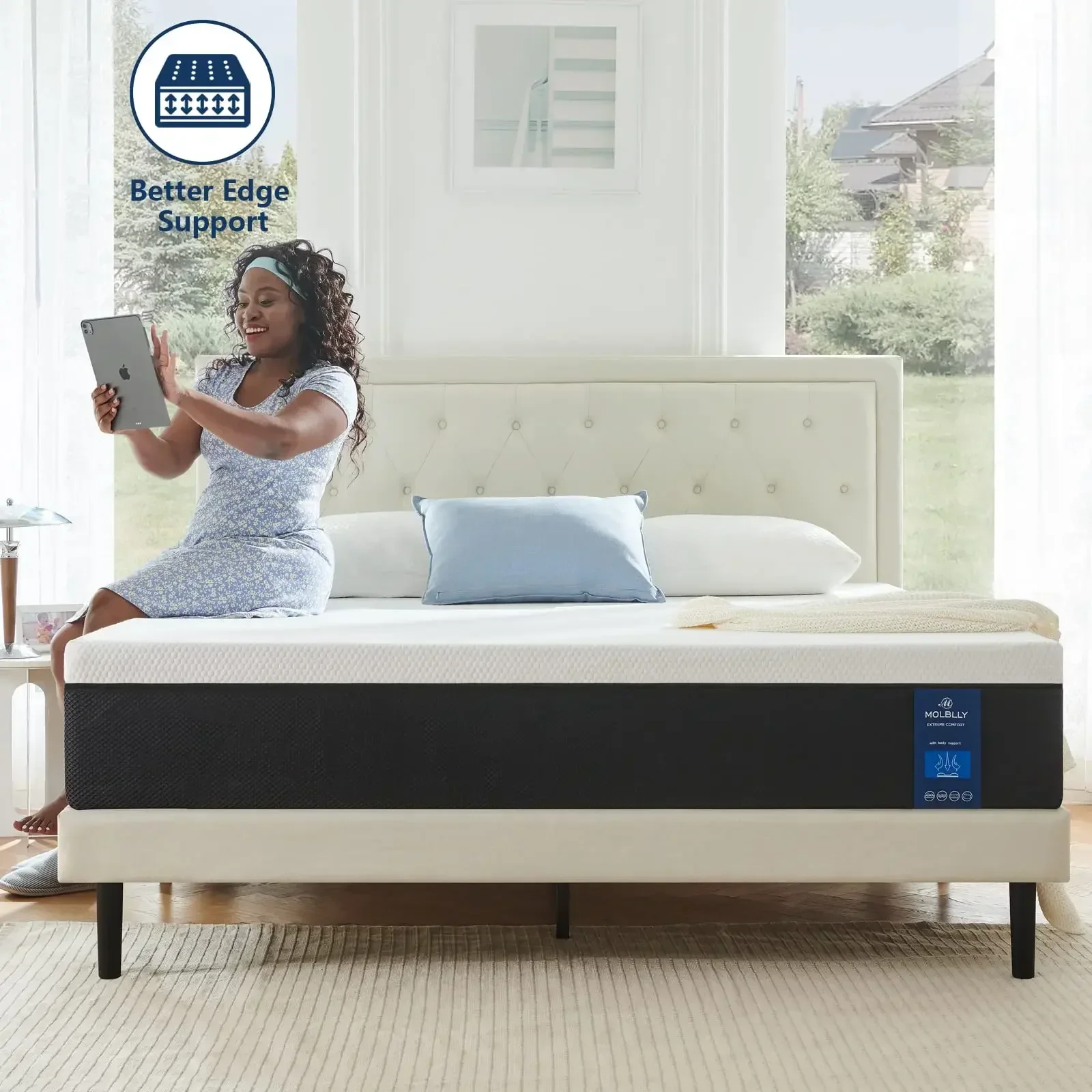 Molblly-King Size Mattress, Premium Coolg Gel, Memory Foam, Bed  a Box, Cool Kg  Supportive, 14