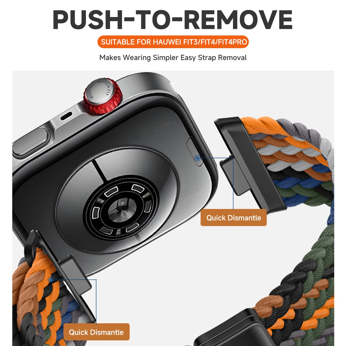 Magnetisches Nylon-Geflechtband für Huawei Watch Fit 3/4/5, verstellbares, bequemes Armband für Huawei Watch Fit 5/4 Pro. – Detail 4
