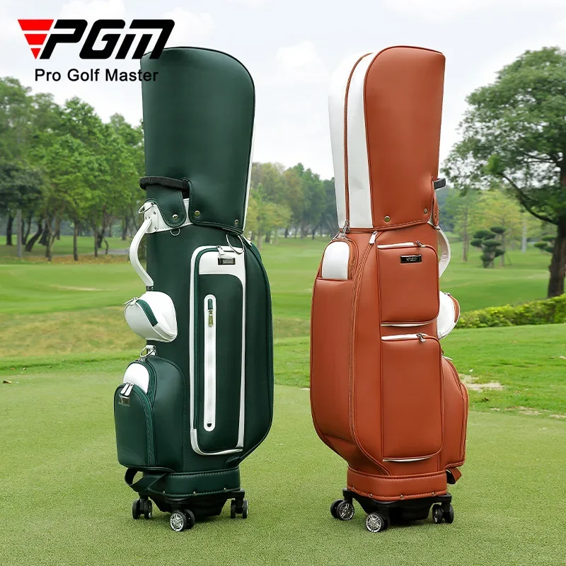 PGM-bolsa de golf impermeable de cuatro ruedas, carrito de estilo coreano, superfibra, se puede empujar/remolcar de forma plana