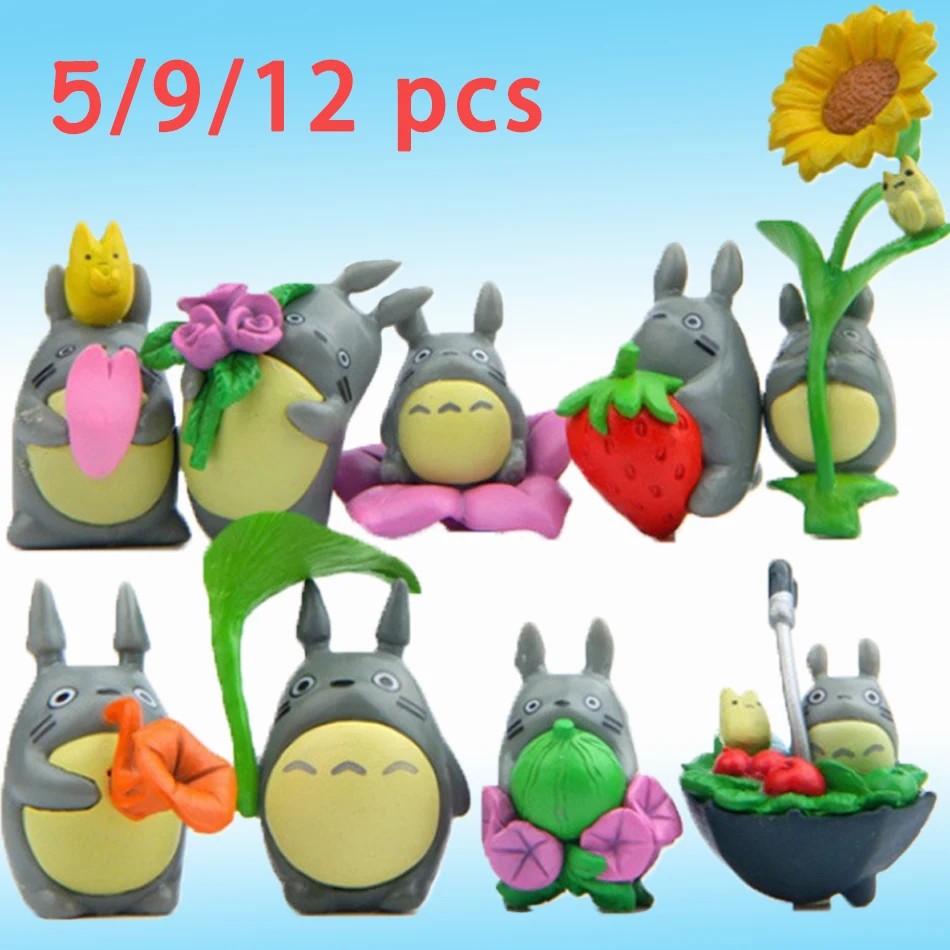 5-12pcs Anime Miyazaki Hayao Series Totoro Figure Mini Statue Cute Micro landscape  decorative ornaments Car ornament Kid Gifts