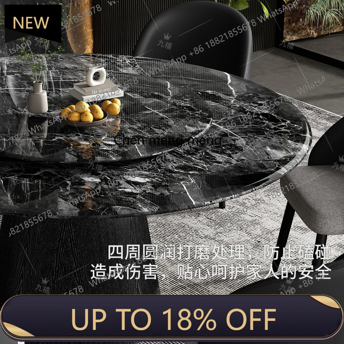 

E153 Light luxury supercrystalline stone dining table and chair modern simple dining table living room with turntable dining ta