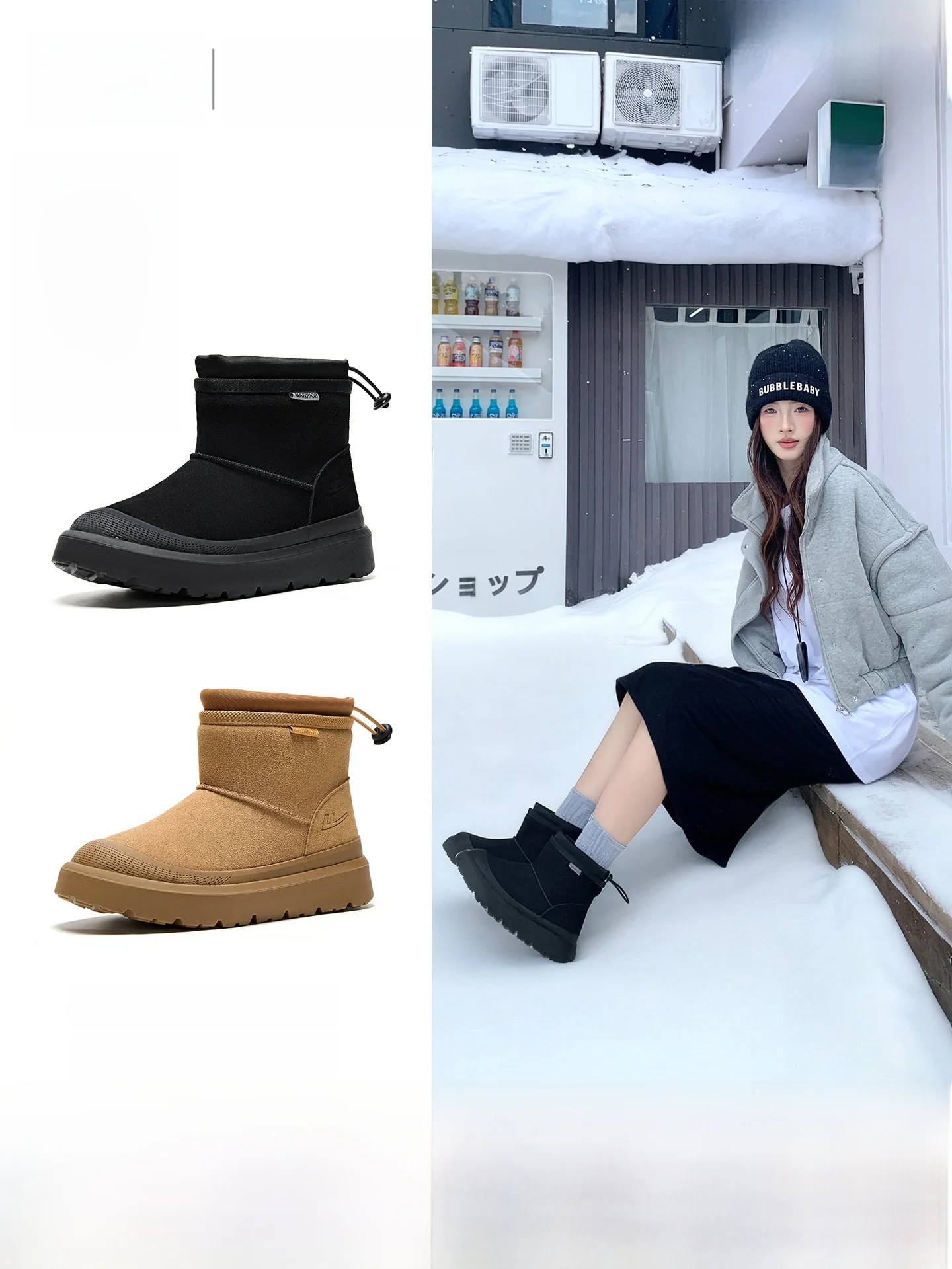 

Women's Winter Mid-Calf Snow Boots Warm Thiened Bread Cotton oes Fce-Lined Bla Cotton Boots Casual Sle Waterproof ...