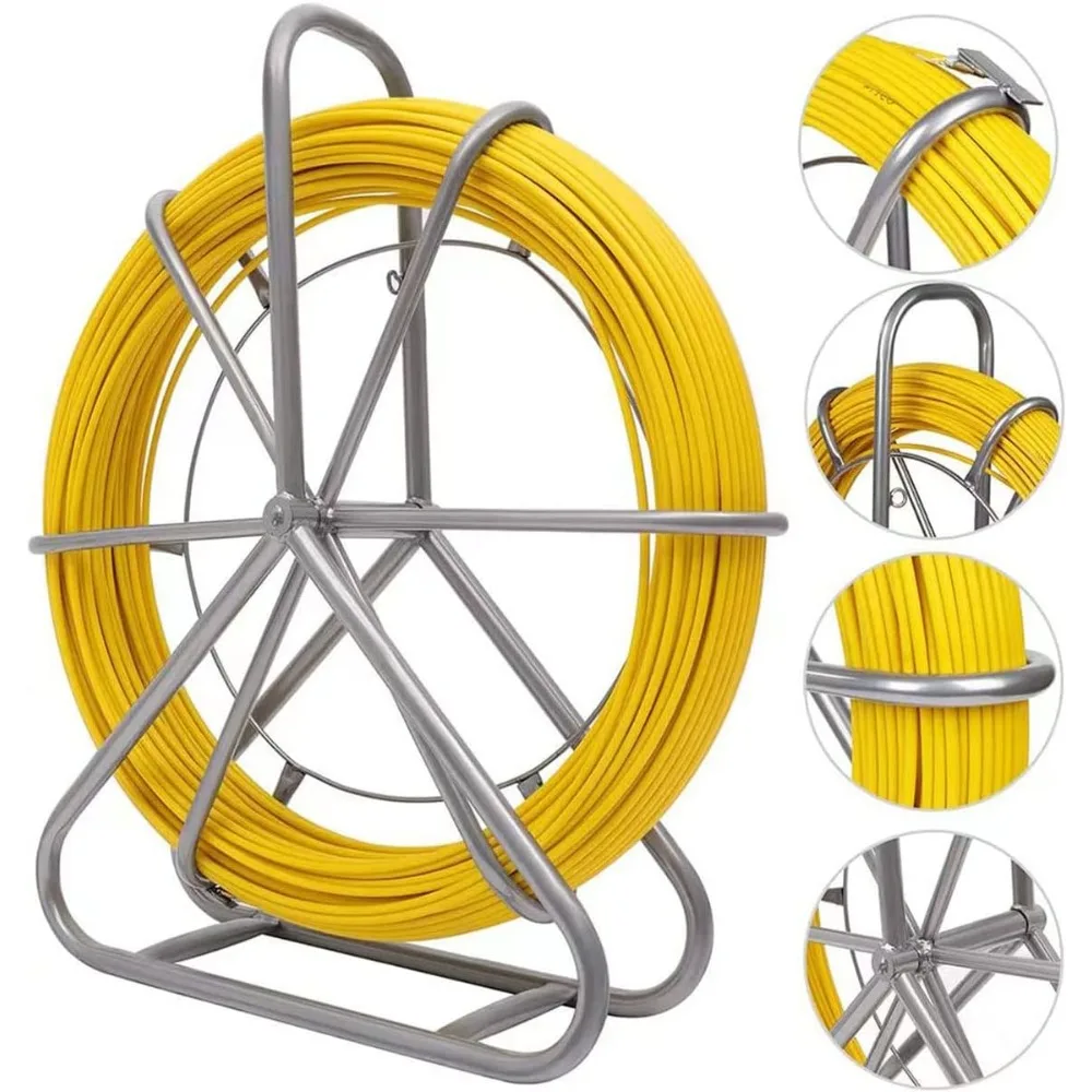 6MM 328FT Fish Tape Fiberglass Wire Cable Running Rod Duct Rodder Fishtape Puller Conduit Puller (426FT)