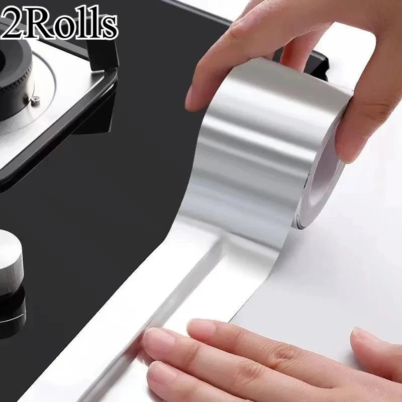 2 Rolsl Of 393.3inch Aluminum Foil Tape, Sealing Strip, Self-Adhesive Repair Tape, Suitable For Bathtubs, Bathroom Showers, Toil