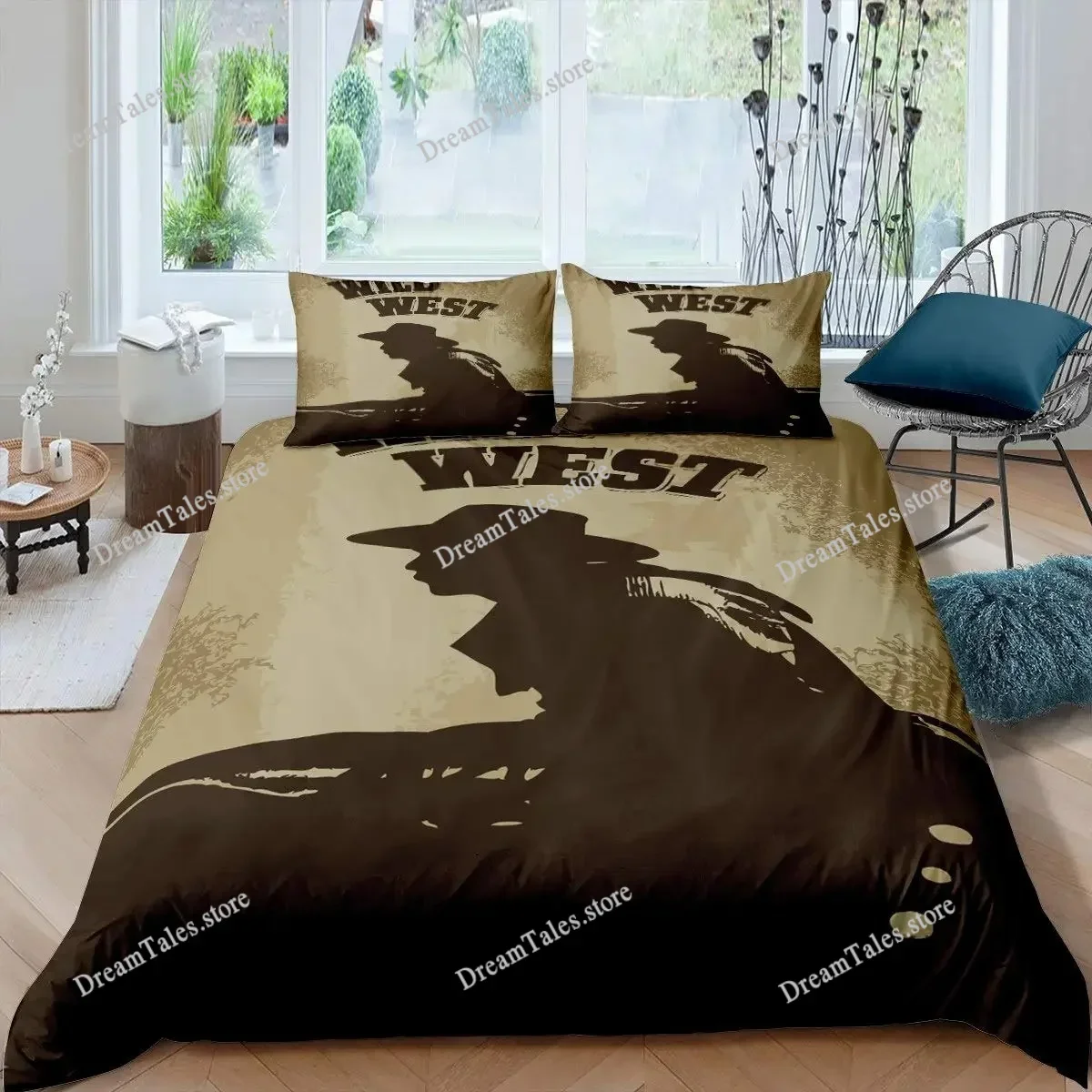 

Western Cowboy Bedding Set,Duvet Cover Comforter Bed Set Quilt Cover Pillowcase,King Queen Twin Size Boys Girls Adultse741