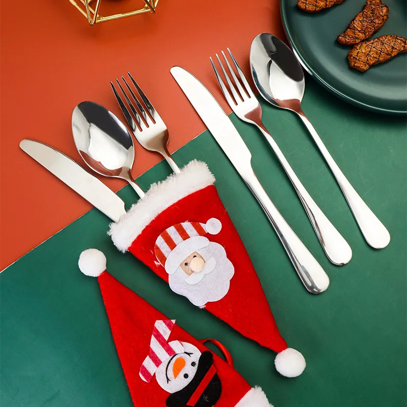 

Christmas stainless steel tableware, main meal, knife, fork, spoon, Christmas gift kitchen accessories cutlery set dinnerware