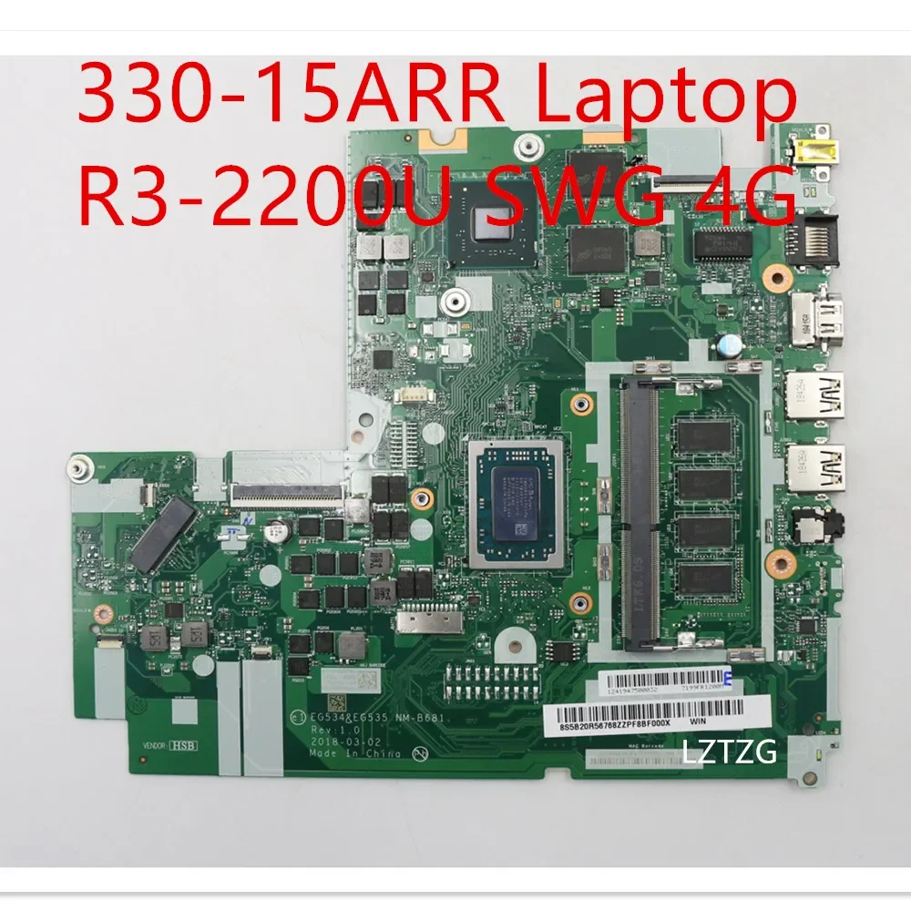 Motherboard For Lenovo ideapad 330-15ARR Laptop Mainboard R3-2200U SWG 4G 5B20R56768